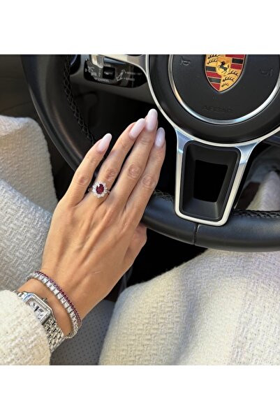 Store Pırlanta Modeli Yakut Tektaş Gümüş Yüzük