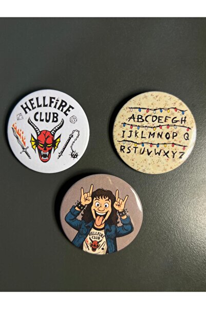 Major Selection Stranger Things Temalı 44 mm Rozet Seti 3 (3 Adet) – Dizi Sev...