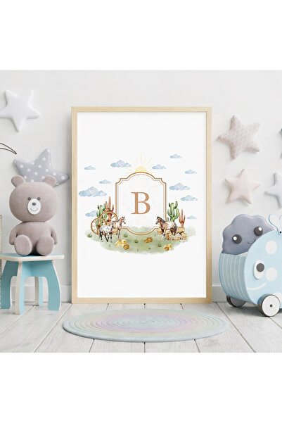 VOBA STORE Kişiselleştirilebilir çocuk odası harfli çerçeve görünümlü mdf tab...