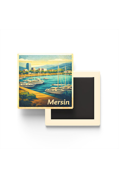 iBerk Mıknatıslı Buzdolap Magneti - Mersin - Marina - 9x9 cm