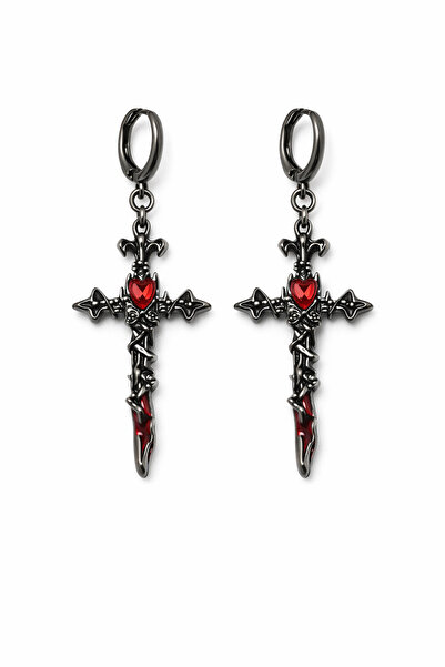 MakeWell Gothic Steel Earrings – Black Plated Unisex Dangle Earrings