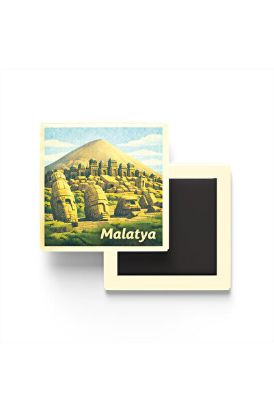 iBerk Mıknatıslı Buzdolap Magneti - Malatya - Nemrut Dağı - 9x9 cm