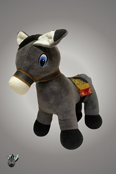 Zebra Toys Sevimli Gri Peluş Sıpa (eşek) Oyuncak – Yumuşak Dokulu, Semer Detaylı