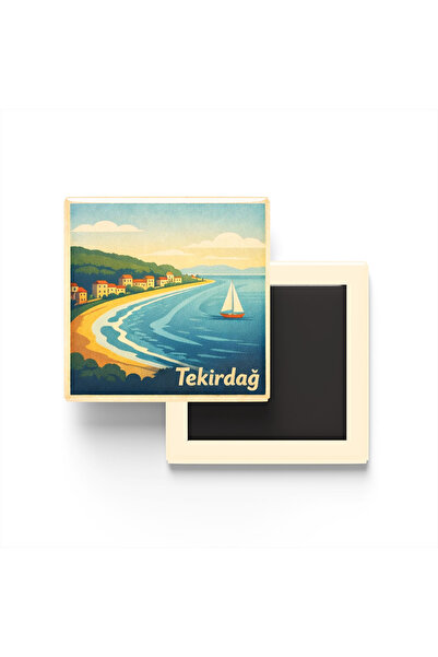 iBerk Mıknatıslı Buzdolap Magneti - Tekirdağ - Sahil Şeridi - 9x9 cm