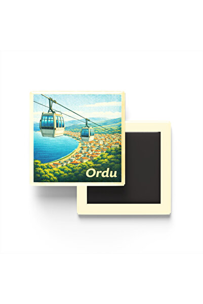 iBerk Mıknatıslı Buzdolap Magneti - Ordu - Teleferik - 9x9 cm
