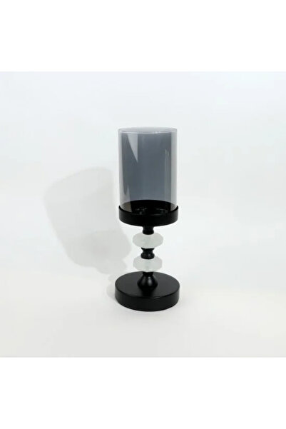 Generic Glass candlestick on an elegant metal base - black