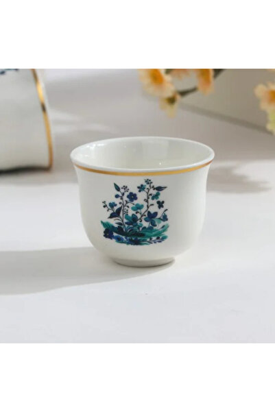 Generic Green Rose Decorated Porcelain Coffee Cup Set - 12 Pieces