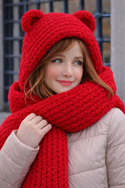 şetakids Puffy Balaklava-Atkı bere Ayıcık kulaklı