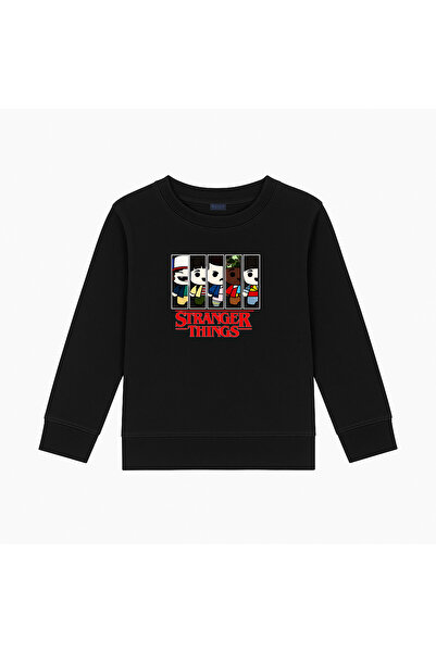 BLITZIST Hanorac supradimensionat cu imprimeu cu personaje Stranger Things, c...