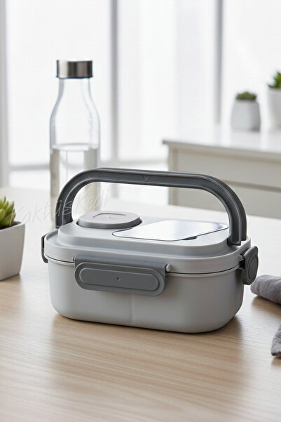 KaktüsKedi 6-Compartment Food Container with Locking Handle - 2-Layer Leakpro...