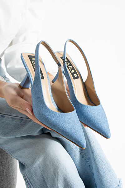 dabab shoes DENIMORA Γυναικεία ανοιχτόχρωμα τζιν παπούτσια με υφή slingback μ...