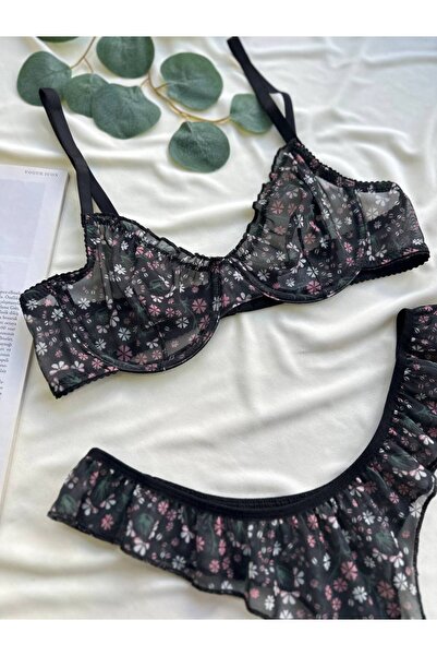 YOYYO Floral Patterned Bra Set