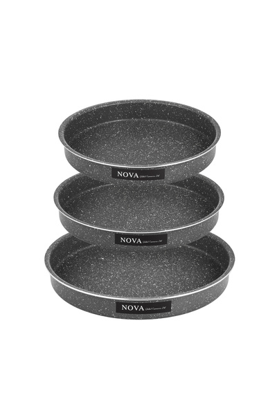 ABAREEK 3-piece round granite oven tray set