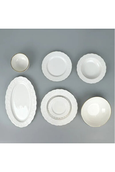 Generic 33-piece porcelain dinner set with an elegant design and gold trim