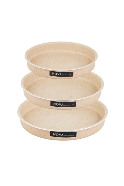 ABAREEK 3-piece round granite oven tray set