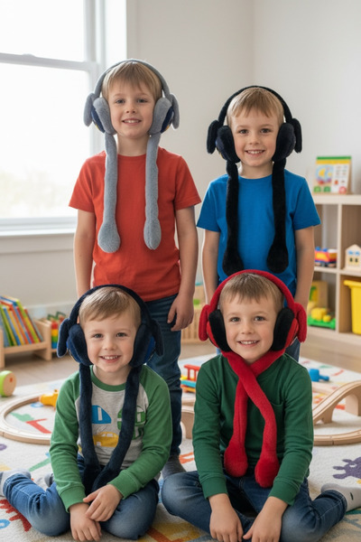 BUCHE Oynar Kulaklı Süper Kahraman Erkek Çocuk Peluş Kulaklık