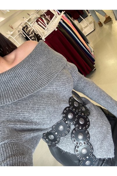 Edolina Butik سترة مادونا بياقة رمادية
