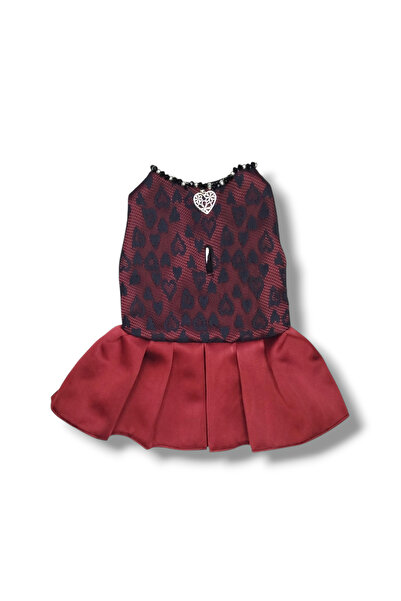 STE Kalp Desenli Tülden Dişi Köpek Elbisesi – Özel Tasarım - Şık Kolye Detayl...