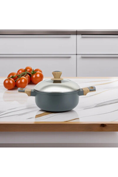 Generic Aluminum pot with glass lid and stainless steel - 20 cm