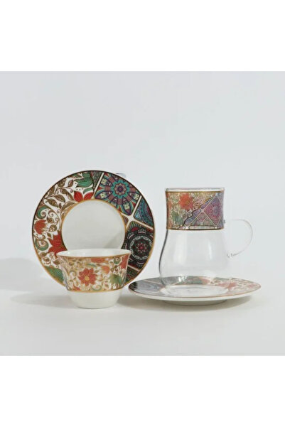 Generic Tea and coffee set - 36 pieces - luxurious with colorful decorations ...