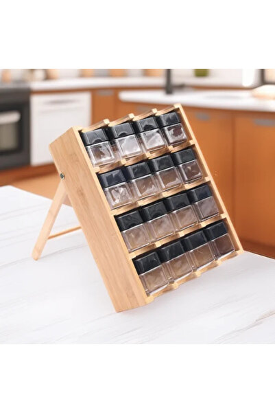 Generic Acrylic box set with black lid, 16 pieces, with wooden stand