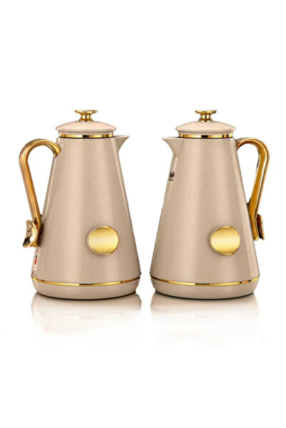 saif Serena Elegant Coffee and Tea Thermos Set from Beige Gold