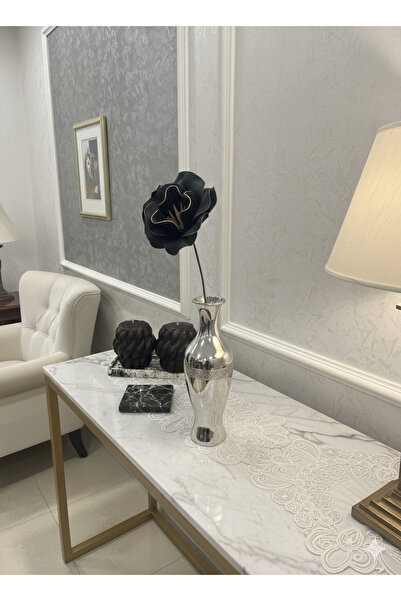 CrossWell Home Özel Tasarım Siyah Manolya - Altın Detaylı Lüks Yapay Çiçek
