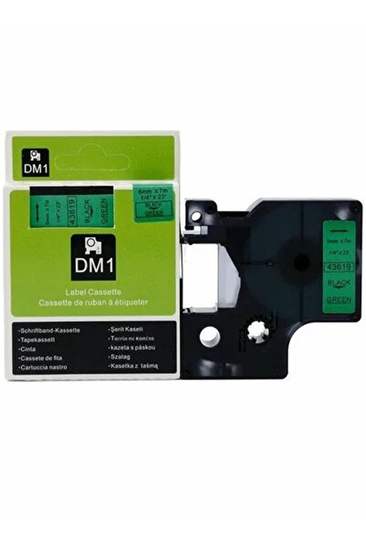 PUUN Dymo D1 43619 6 mm X 7 Mt Compatible Green Label Black Text Ribbon Label...