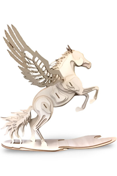 ALGWOOD 3 Boyutlu Pegasus Figürü – Ahşap Maket, 44 Parça Büyük Boy Dekoratif ...