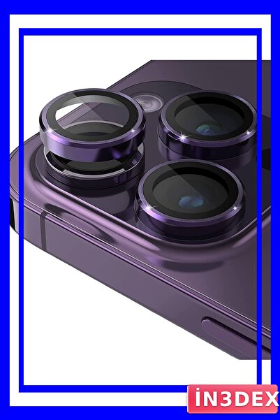 İN3DEX عدسة كاميرا آيفون الزجاجية الواقية غير القابلة للكسر باللون الأرجواني