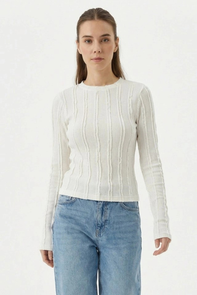 nedo7 Textured Knitted Blouse 980 - White