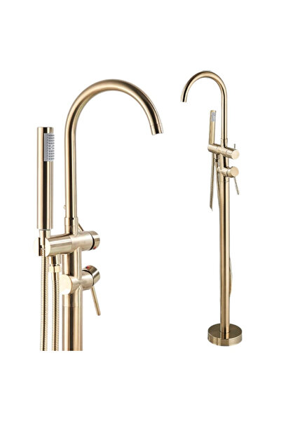 BisDesign ® Bathroom Faucet For Bathtub Floor Mounting Freestanding Brushed G...