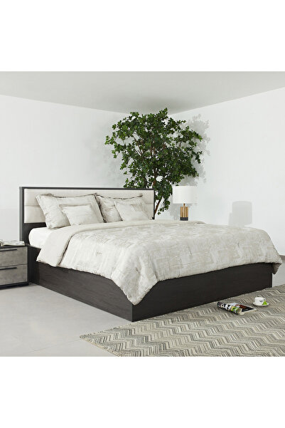 Home Box سرير تخزين هيدروليكي من سكوت 180x200 - خشب البلوط الأسود والأسمنت