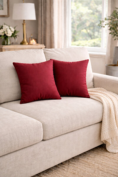 OTEXSA Husă de pernă din bumbac moale, texturat, roșu claret, set de 2 piese ...