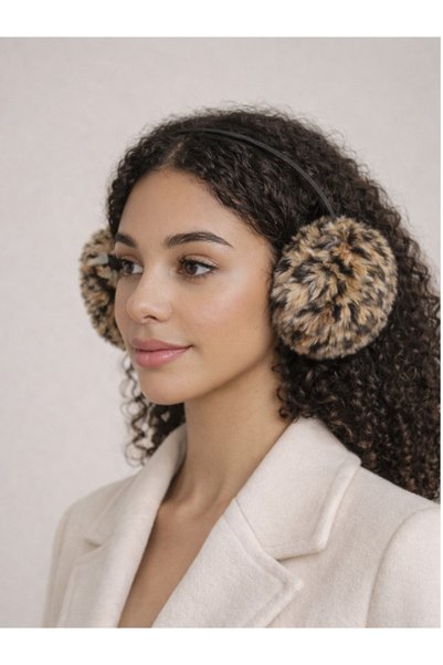 Şirin Giyim Aksesuar Leopard Headphones Soft Soft Winter - Upper Part Metal