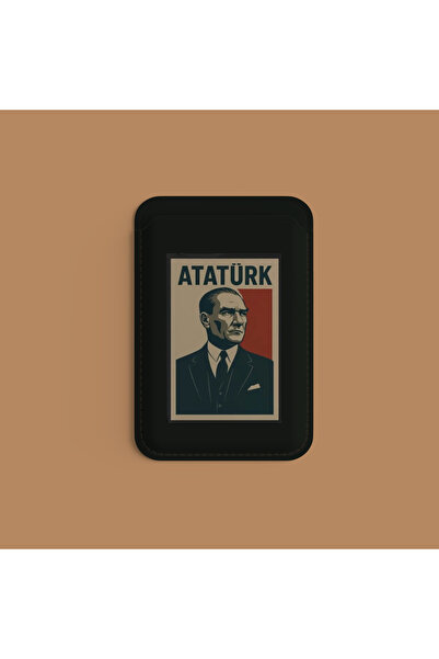 Bektas HomeOffice Atatürk Temalı MagSafe Uyumlu Mıknatıslı Siyah Kartlık | Ço...