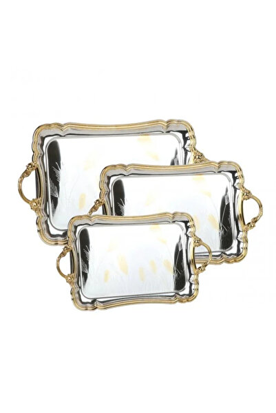 Generic Steel tapestry set with gold edges, 3 pieces