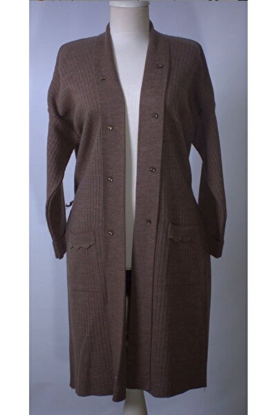 kalitekstil Triko ceket uzun taşli anne ceketi tüylenmez