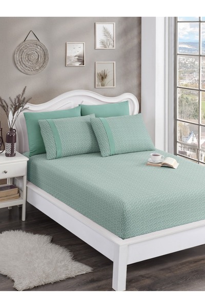 VENICA MASCUSE Elastic Sheet Set Single/Double/King Size Sheet Set with 4 Pil...