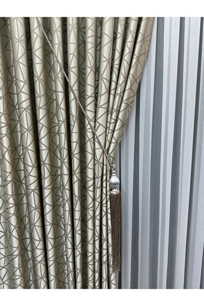 SEILL Panel Backdrop Curtain Satin Mink&Cream1/3 Frequent Pleats (1 Panel)