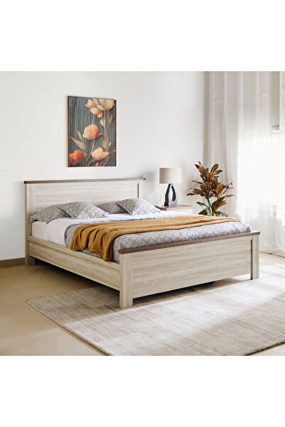 Home Box سرير أنجليك 160×200 - أبيض مغسول + بلوط رمادي