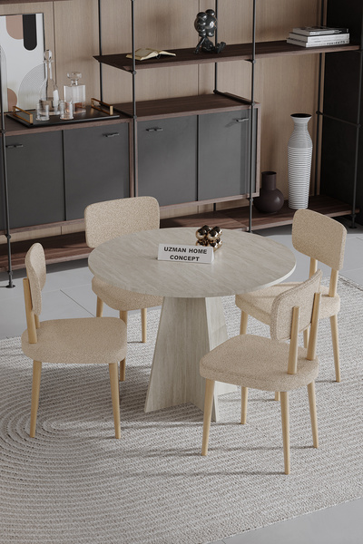 UZMHOME Elısa 4kişilik Mutfak Masası Takımı Traverten