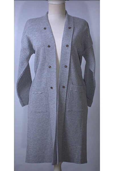 kalitekstil Triko ceket uzun taşli anne ceketi tüylenmez