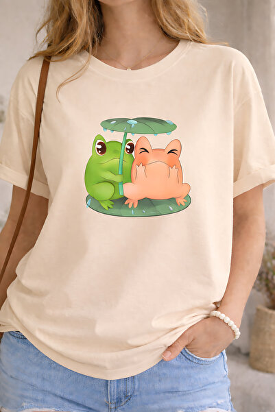 ArtYus Frogs Printed Cotton Relaxed Fit Round Neck Unisex T-Shirt