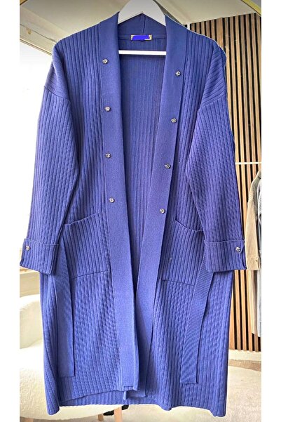 kalitekstil Triko ceket uzun taşli anne ceketi tüylenmez