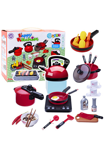 LEAN Kitchen set with pots, dishes and hob with batteries, 36 pieces