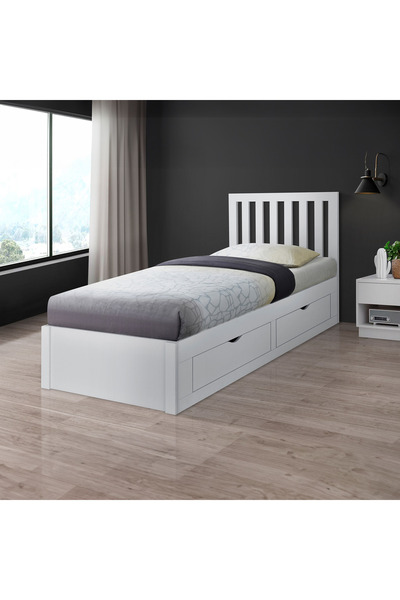 Home Box سرير موفو-باتارا 90×200 مع 4 أدراج - أبيض