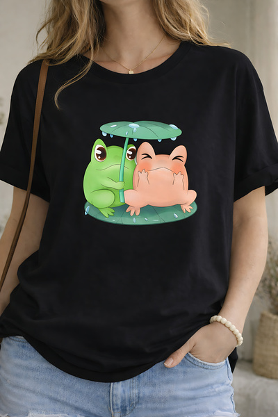 ArtYus Frogs Printed Cotton Relaxed Fit Round Neck Unisex T-Shirt