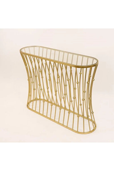 Generic Console table with glass top and gold steel, 140cm
