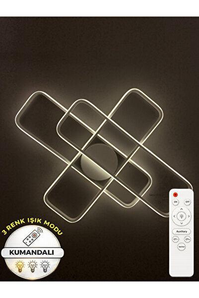 Zeya Lighting Yüksek Aydınlatmalı Kumadanlı Dikdörtgen Beyaz Tavan Plafonyer ...